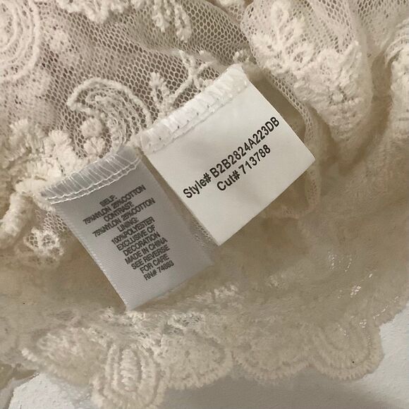 Cream Sheer Lace Crochet Fairycore Fairy Bohemian Hippie Boho Lagenlook Top M - Picture 7 of 7